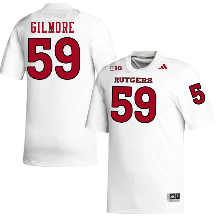 Rutgers Scarlet Knights #59 Liam Gilmore College Football Jerseys Stitched-White